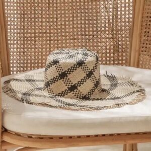 NWT -Plaid Patterned Natural Sun Hat